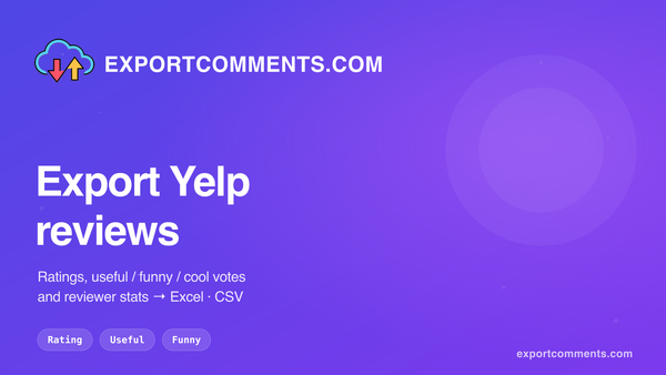 Export Yelp reviews to Excel with ExportComments